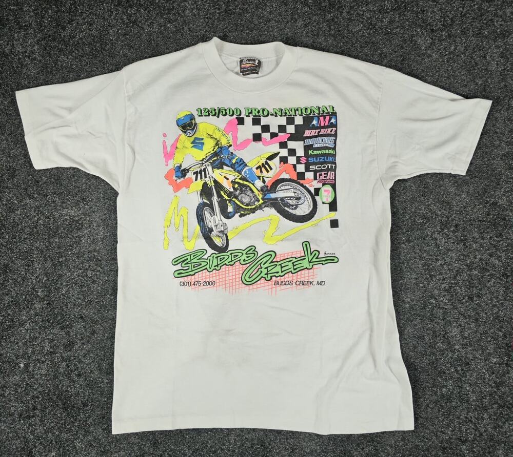 Vintage 90s Motocross Budds Creek Pro National Moto Shirt Youth XL Mens Small